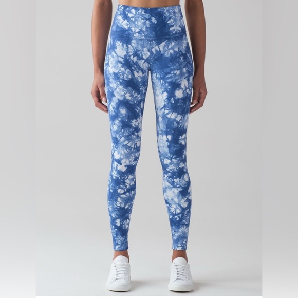 Lululemon Wunder Under Pant (Hi-Rise) Shibori Varsity Blue White TieDye Leggings - Picture 1 of 5